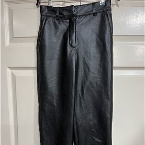 Aritzia Babaton Womens Faux Leather Black Straight Leg Pants NWOT Size 00